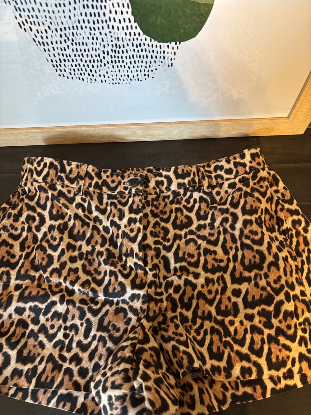 J Crew linen tailored Leopard Print shorts - Tan & Black
